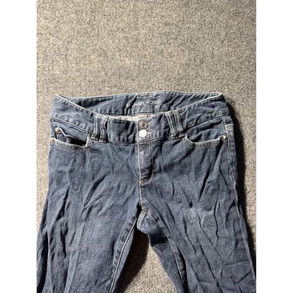 Michael Kors Womens Dark Wash Skinny Jeans Low Rise Blue Denim Size 4